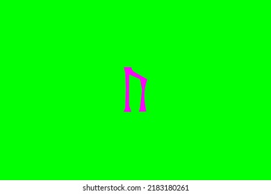 image depicting a rune in the center on a green background and a fuchsia subject, in this case the rune is Uruz