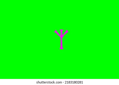 image depicting a rune in the center on a green background and a fuchsia subject, in this case the rune is Algiz
