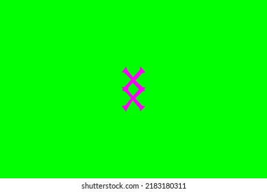 image depicting a rune in the center on a green background and a fuchsia subject, in this case the rune is Inguz