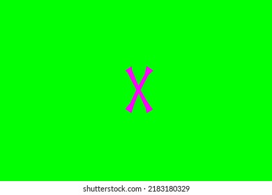 image depicting a rune in the center on a green background and a fuchsia subject, in this case the rune is Gebo