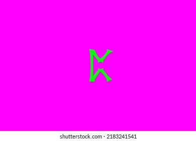 image depicting a rune in the center on a fuchsia background and a green subject, in this case the rune is Perthro