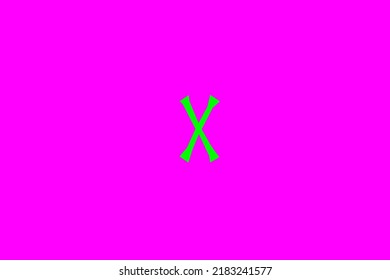 image depicting a rune in the center on a fuchsia background and a green subject, in this case the rune is Gebo