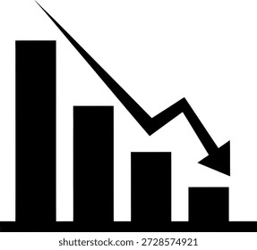 La Imagen muestra un gráfico de barras con una tendencia descendente. Las barras comienzan alto a la izquierda y disminuyen progresivamente en altura hacia la derecha. Una flecha en la parte superior del gráfico también apunta hacia abajo, enfatizando la disminución.