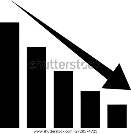 The image depicts a bar graph with a downward trend. The bars start from a higher value on the left and gradually decrease towards the right. An arrow at the top of the graph points downward, emphasizing the decline.