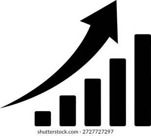 La Imagen representa un gráfico de barras con una flecha que apunta hacia arriba, indicando una tendencia positiva o crecimiento. Las barras aumentan de altura de izquierda a derecha, lo que sugiere un aumento progresivo de los valores. Esta representación visual se utiliza comúnmente en los negocios, las finanzas y el análisis de datos para mostrar la mejora o expansión a lo largo del tiempo.