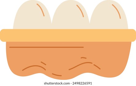 La Imagen representa una caja de cartón que contiene tres huevos