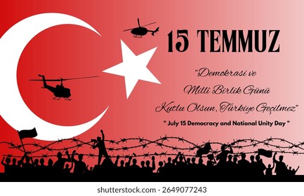 A imagem retrata uma comemoração do 15 de julho do Dia da Democracia e da Unidade Nacional na Turquia.