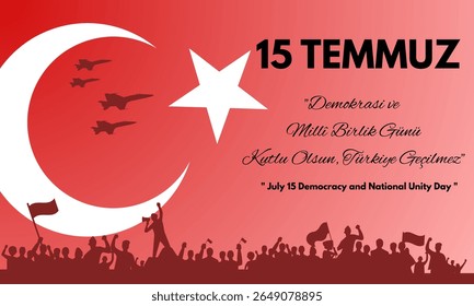 A imagem retrata uma comemoração do 15 de julho do Dia da Democracia e da Unidade Nacional na Turquia.