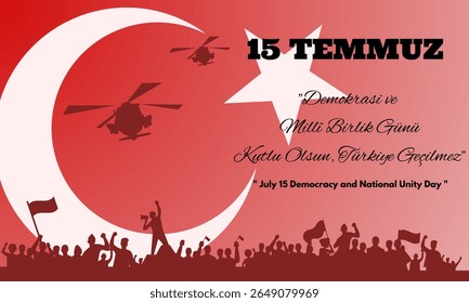 A imagem retrata uma comemoração do 15 de julho do Dia da Democracia e da Unidade Nacional na Turquia.