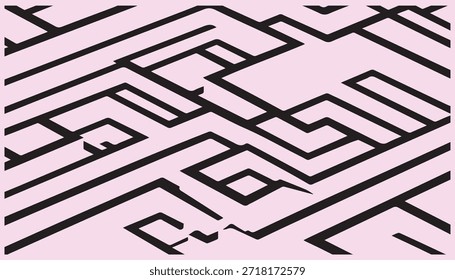 La Imagen representa un complejo laberinto en blanco y negro. El laberinto presenta caminos intrincados y numerosos giros y vueltas, creando un rompecabezas desafiante. El marcado contraste entre las líneas negras y el fondo blanco resalta el diseño detallado del laberinto.