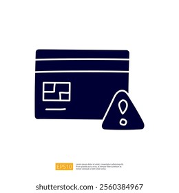 The image depicts a credit card and a warning sign, suggesting caution related to financial transactions or online security.