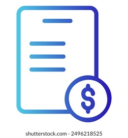 The image depicts a document with a dollar sign icon attached, representing an invoice or bill.