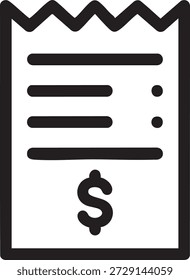 La Imagen representa un documento con un signo de dólar. El documento parece ser un Comprobante o una Factura, con varias líneas de texto y algunos puntos que indican información o elementos adicionales. El signo del dólar sugiere que el documento está relacionado con transacciones financieras o facturación.
