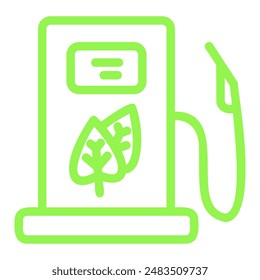 The image depicts a gas pump with a leaf symbol, representing the use of biofuels as an alternative to traditional fossil fuels.