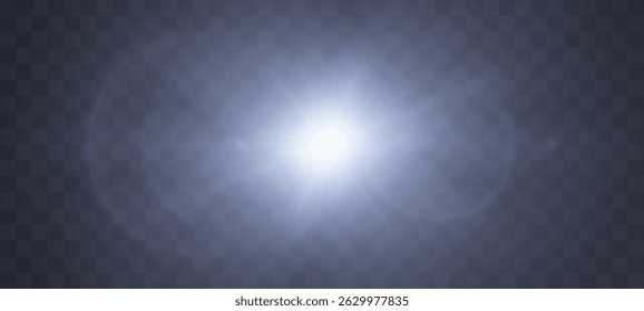 The image depicts a golden light , including sun rays and a dawn effect. The image also includes a gold flare. Vector