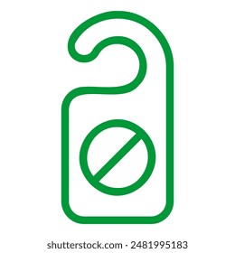 The image depicts a green, line-drawn do not disturb sign. The sign has a circle with a diagonal line through it in the center.