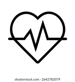 The image depicts a heartbeat symbol vector outline on white background. 