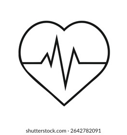 The image depicts a heartbeat symbol vector outline on white background.