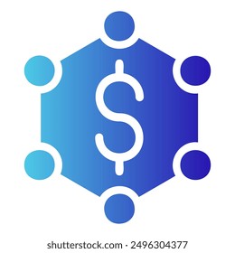 The image depicts a hexagon with five people represented by circles surrounding a dollar sign. This symbolizes collaboration and teamwork leading to financial prosperity.