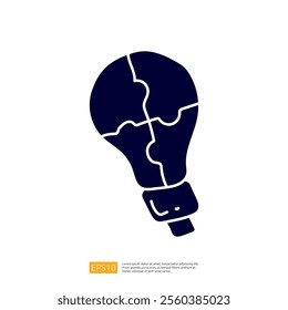 The image depicts a light bulb designed with puzzle pieces, symbolizing creativity and problem-solving. It represents innovative ideas and collaboration.