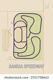 La Imagen muestra un mapa de una pista de carreras, SANDIA SPEEDWAY.