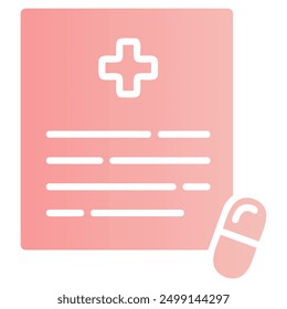 The image depicts a medical prescription with a cross symbol and a pill, representing a doctor's instructions for medication.