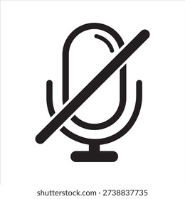 The image depicts a microphone symbol crossed out by a diagonal prohibition line, commonly used to indicate that sound input is muted, not allowed, or disabled. The microphone is shown in a minimalist, grayscale style with a bold prohibition line cutting through it.