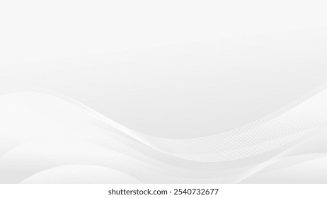 The image depicts a minimalist abstract design with flowing white lines against a white background. The lines create a sense of movement and depth.