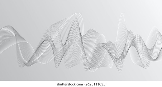 A imagem representa um design abstrato minimalista com linhas brancas fluindo contra um fundo branco. As linhas criam uma sensação de movimento e profundidade.