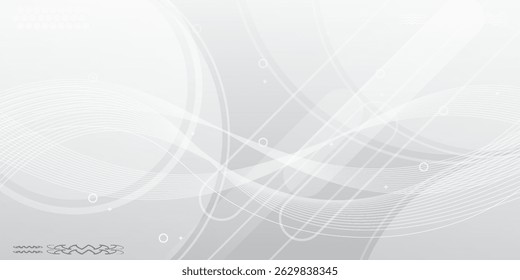 A imagem representa um design abstrato minimalista com linhas brancas fluindo contra um fundo branco. As linhas criam uma sensação de movimento e profundidade. ilustração vetorial 