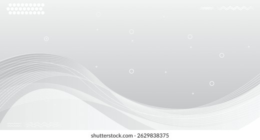 A imagem representa um design abstrato minimalista com linhas brancas fluindo contra um fundo branco. As linhas criam uma sensação de movimento e profundidade. ilustração vetorial 