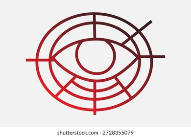 A imagem representa um ícone plano moderno que representa a visão da IA, a vigilância ou o monitoramento de dados.