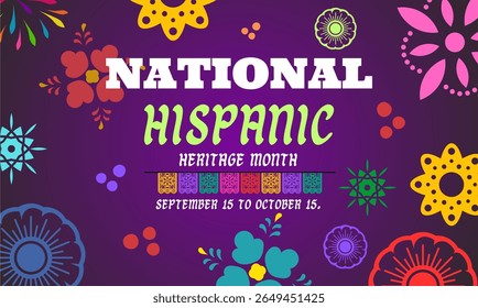 The image depicts National Hispanic Heritage Month, a period dedicated to celebrating the cultures and contributions of Hispanic and Latino Americans. 
