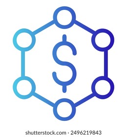 The image depicts a network of interconnected circles surrounding a dollar sign, symbolizing a financial network or a system of financial connections.