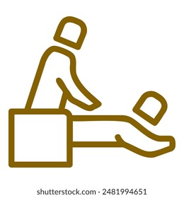 The image depicts a person giving a massage to another person lying on a massage table. It symbolizes professional massage therapy services and relaxation.