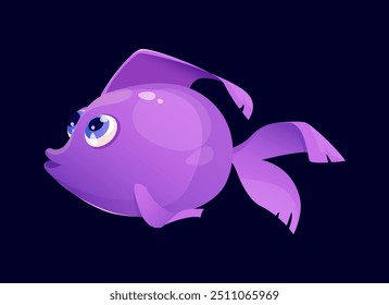 The image depicts a purple fish vector illustration underwater sea creature against a blue background The fish appears to be swimming and has a cartoonish appearance