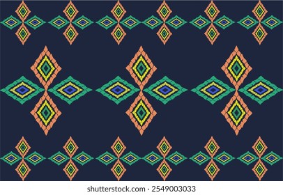 The image depicts a repeating geometric pattern, commonly found in traditional textiles and decorative arts. The pattern consists of interlocking diamond shapes, arranged in horizontal rows.