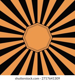 La Imagen representa rayos de sol retro y un diseño de estilo vintage octágono