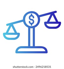 The image depicts a scale with a dollar sign on one side and a scale on the other, representing the concept of the cost of justice or the potential influence of money on legal proceedings.