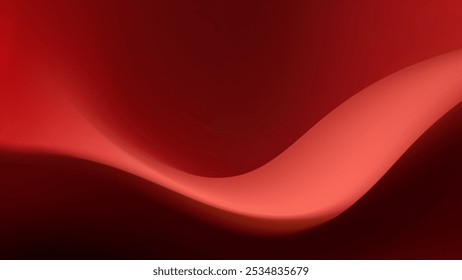 La Imagen representa un fondo abstracto simple con un degradado rojo rojizo oscuro. Una sola curva suave, que comienza desde la esquina inferior derecha y fluye hacia arriba, crea un efecto de onda sutil.