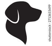 The image depicts a simple and elegant black silhouette of a dog