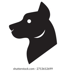 A imagem retrata uma silhueta preta simples e elegante da cabeça de um cão. O cão parece olhar para a direita com uma expressão calma e composta. A silhueta é suficientemente detalhada para mostrar claramente as orelhas, os olhos e o nariz do cão.