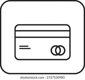 La Imagen representa un simple dibujo de línea de una tarjeta de crédito con un símbolo de pago sin contacto. La tarjeta de crédito está centrada dentro de un marco rectangular, y el símbolo sin contacto se encuentra en el lado derecho de la tarjeta. El diseño es minimalista y utiliza colores monocromos.
