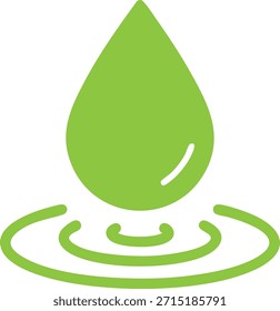 La Imagen representa una sola gota verde que cae en un cuerpo de agua, causando la formación de ondas. La gota se coloca centralmente, y las ondas se expanden hacia afuera en círculos concéntricos, simbolizando el impacto de la gota. El tema general de la Imagen es la sencillez y el efecto natural de una sola acción.