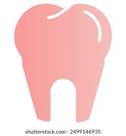 The image depicts a single tooth, represented as a simple outline with a gradient color, symbolizing a healthy and clean tooth.