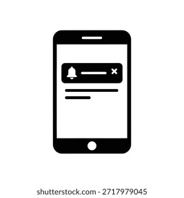 The image depicts a smartphone screen displaying a notification alert. The notification includes a bell icon, a progress bar, and a close button (X). Below the notification, there are two lines of text, though the text is not legible.