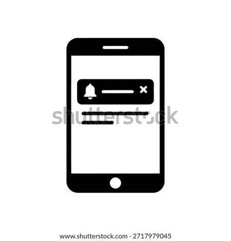 The image depicts a smartphone screen displaying a notification alert. The notification includes a bell icon, a progress bar, and a close button (X). Below the notification, there are two lines of text, though the text is not legible.