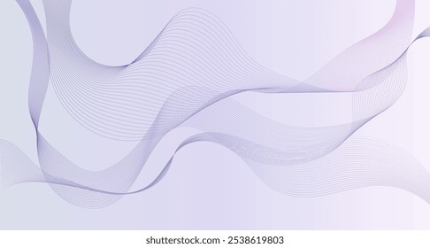 A imagem representa linhas suaves e fluidas em tons roxos suaves em um plano de fundo suave. Representa um conceito de beleza abstrata. Ilustração vetorial