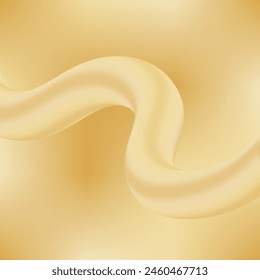 The image depicts a smooth, flowing wave of cream or yogurt against a soft, golden background. The wave has a glossy, three-dimensional appearance, creating a sense of depth and texture.