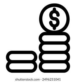 La Imagen representa una pila de monedas con un signo de dólar en la parte superior, que representa el crecimiento financiero o la riqueza. El aumento de la altura de la pila simboliza una tendencia al alza en las ganancias o inversiones.